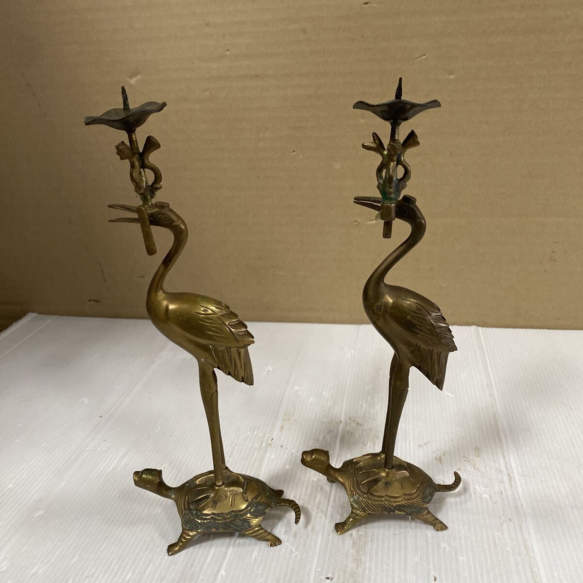  предметы для домашнего буддийского алтаря . шт. журавль черепаха латунный один на б/у товар коррозия загрязнения есть буддизм . low sok шт. журавль черепаха 