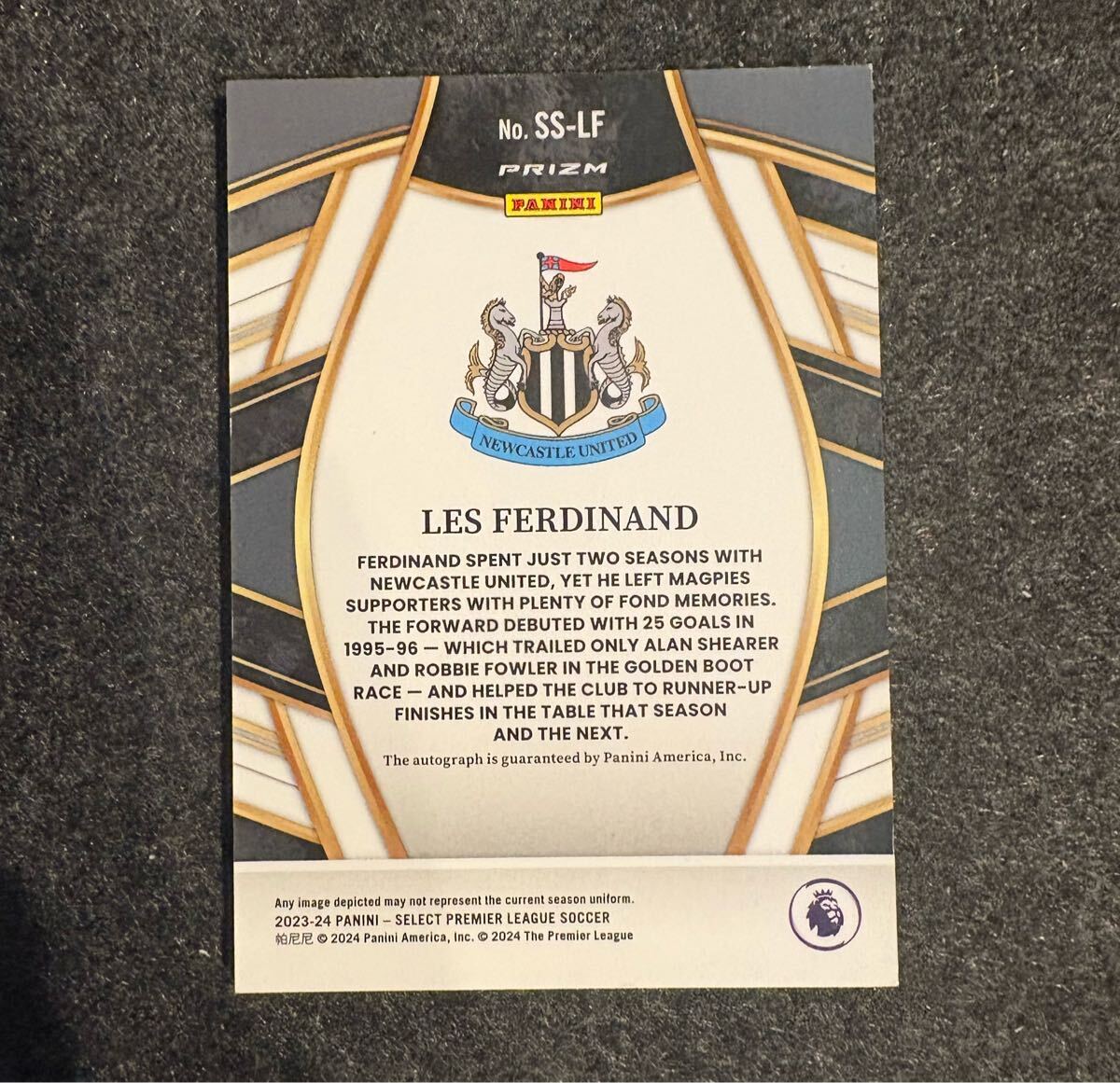 【★1円 】レス・ファーディナンド les ferdinand autograph card panini prizme select 直筆サインカード ニューカッスル Newcastle topps_画像2
