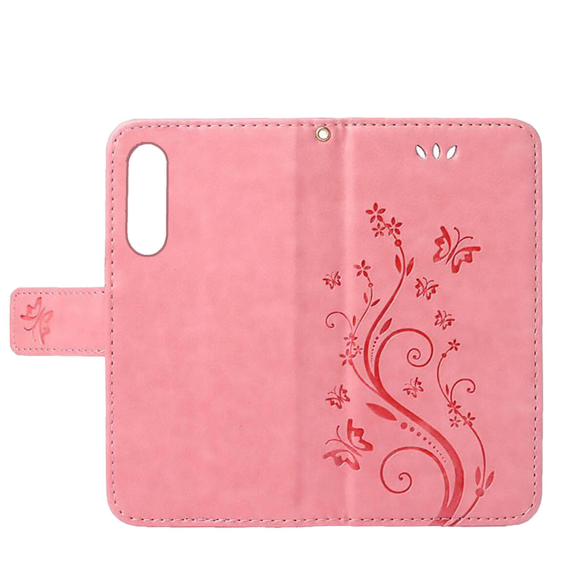 arrows We2 ケース 手帳型 かわいい F52E FCG02 M07 カバー アローズWe2 蝶 ピンク Pink 桃色 おしゃれ レザー 革 送料無料 スマホケース_画像3