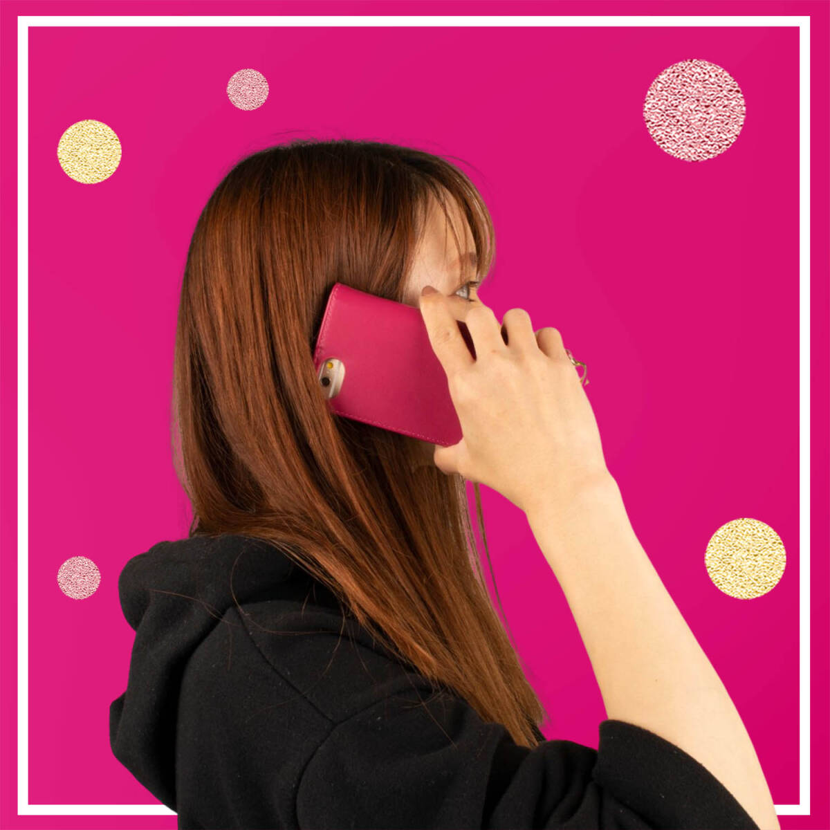 arrows We2 ケース 手帳型 かわいい F52E M07 カバー FCG02 スマホケース 鏡付 ミラー ストラップ付 赤 レッド Red 花柄 おしゃれ 上品_画像5