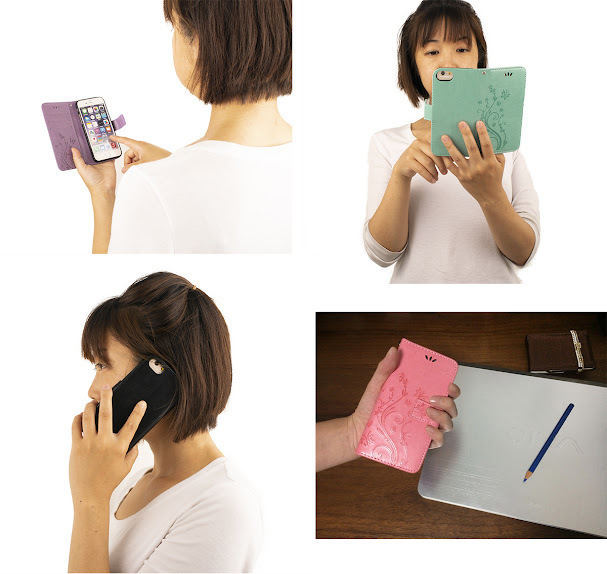 arrows we ケース 手帳型 F-51B FCG01 A101FC おしゃれ かわいい 手帳 カバー レザー グリーン 緑 富士通 花 蝶 スマホケース 送料無料 安_画像6