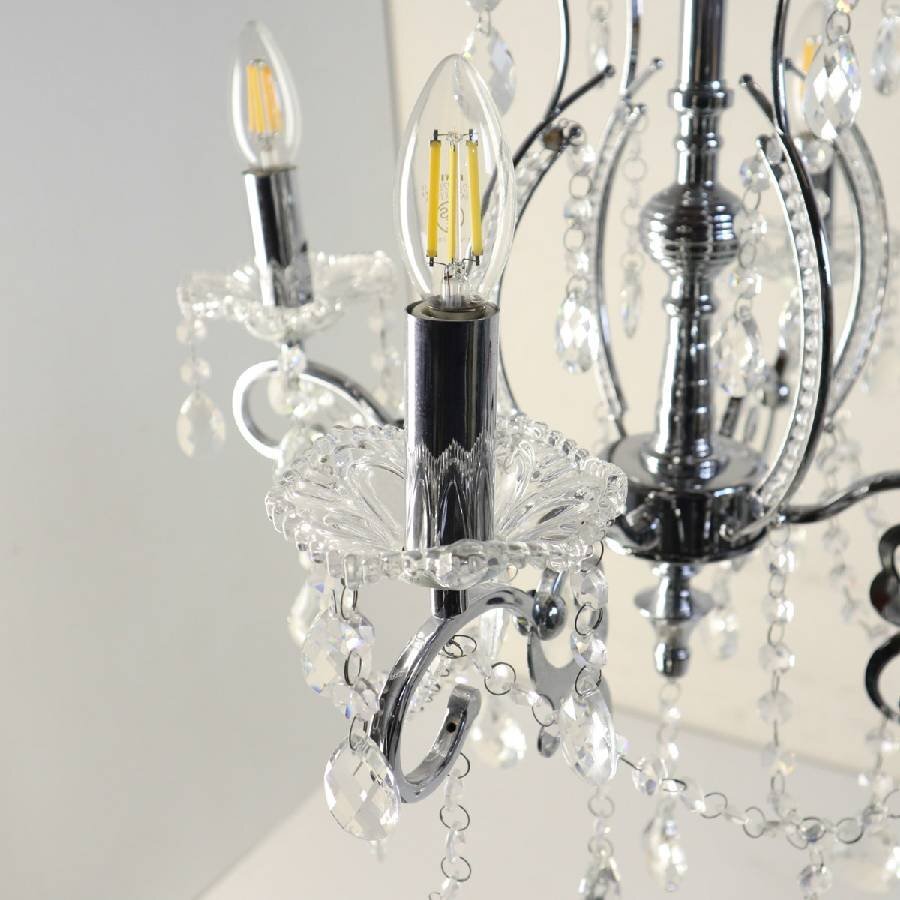 東京インテリア家具 4灯 シャンデリア 簡易取付 3133P/4 シルバー色 ガラス ダイニング 照明 エレガント★293v13_画像3