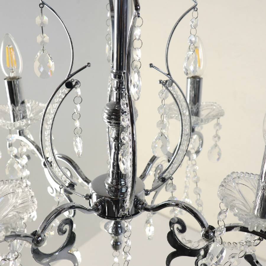 東京インテリア家具 4灯 シャンデリア 簡易取付 3133P/4 シルバー色 ガラス ダイニング 照明 エレガント★293v13_画像4