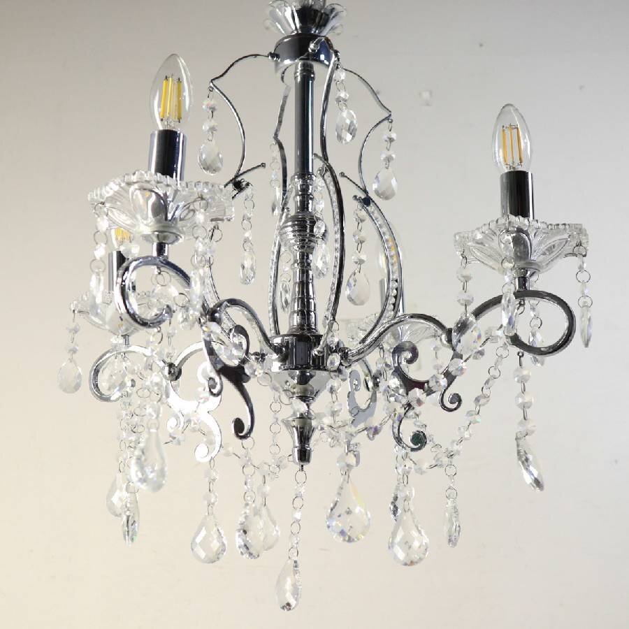 東京インテリア家具 4灯 シャンデリア 簡易取付 3133P/4 シルバー色 ガラス ダイニング 照明 エレガント★293v13_画像6