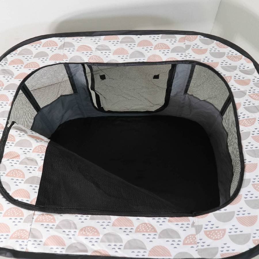 Cutety メッシュパネル付き ポータブルペットサークル 90×70×60cm 折りたたみ式 犬用 猫用 ケージ★281v02_画像3
