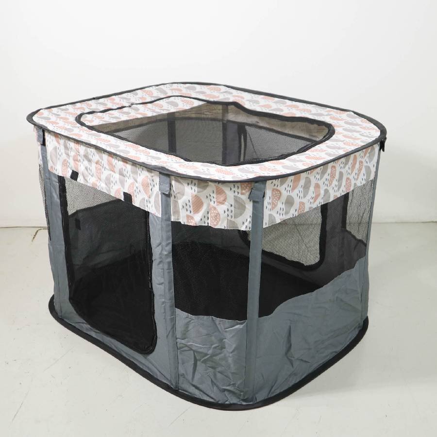 Cutety メッシュパネル付き ポータブルペットサークル 90×70×60cm 折りたたみ式 犬用 猫用 ケージ★281v02_画像2