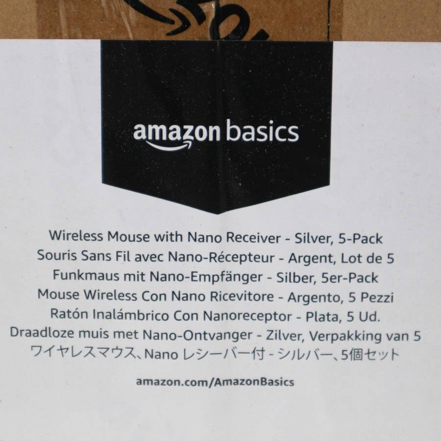 新品 【5個セット】amazon basics 2.4GHz ワイヤレスマウス シルバー まとめて USBナノレシーバー付き◇203f25_画像5