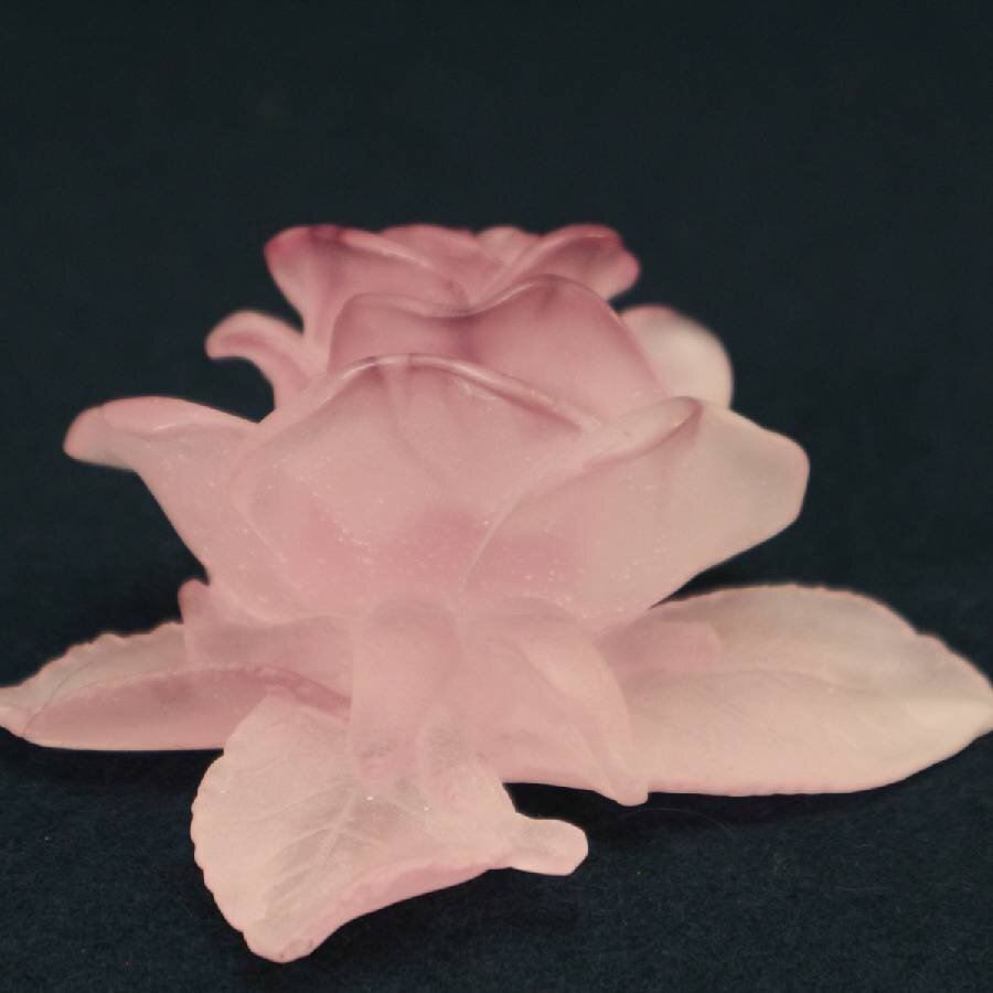 美品 Daum France ドーム フランス パート・ド・クリスタル ガラス 置物 薔薇 バラ ピンク◆297f15_画像4