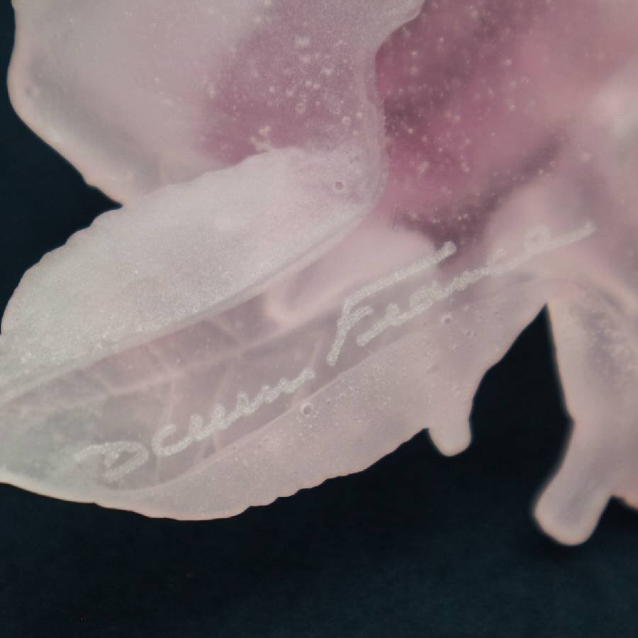 美品 Daum France ドーム フランス パート・ド・クリスタル ガラス 置物 薔薇 バラ ピンク◆297f15_画像5