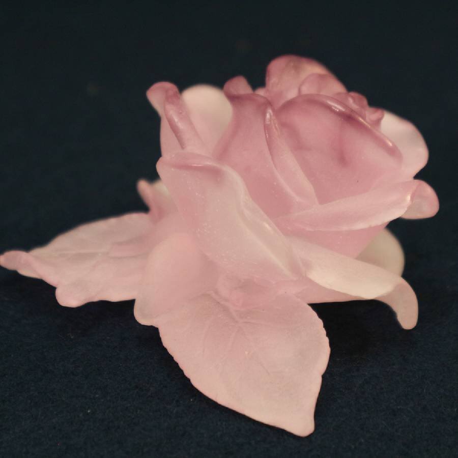 美品 Daum France ドーム フランス パート・ド・クリスタル ガラス 置物 薔薇 バラ ピンク◆297f15_画像3