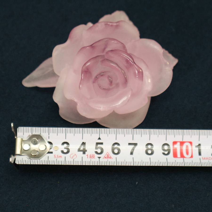 美品 Daum France ドーム フランス パート・ド・クリスタル ガラス 置物 薔薇 バラ ピンク◆297f15_画像6