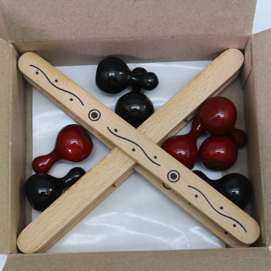 マヤオーガニック ティック・タック・トー ナチュラル 2個セット 知育玩具 【布袋欠品】木製 ハンドメイド 100％自然塗料 インド製◆220f12_画像2