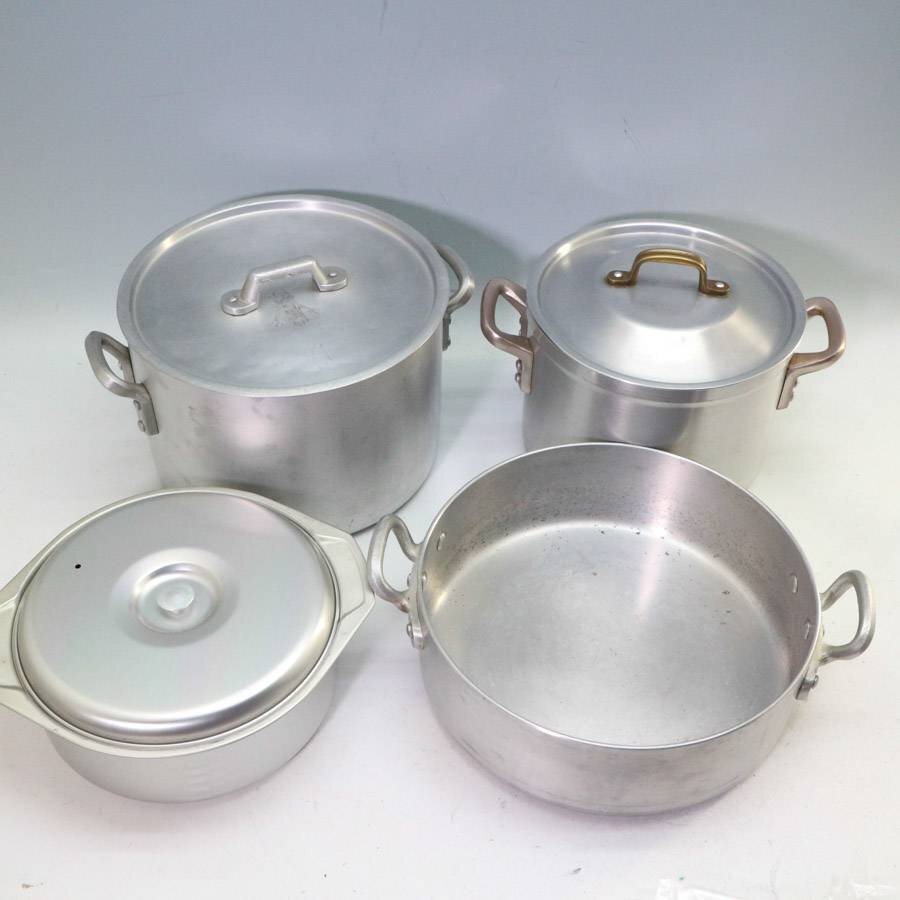  алюминиевый кастрюля с двумя ручками 4 шт. комплект крышка имеется пароварка имеется уличный кемпинг *109f01