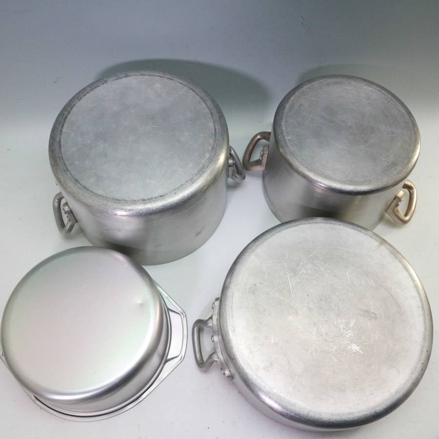  алюминиевый кастрюля с двумя ручками 4 шт. комплект крышка имеется пароварка имеется уличный кемпинг *109f01