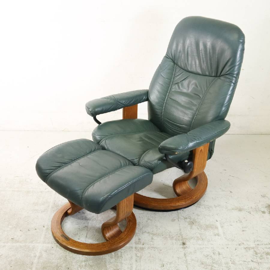  eko -nes темно синий обезьяна S -тактный отсутствует отсутствует стул наклонный стул подставка для ног имеется зеленый натуральная кожа EKORNES Северная Европа noru way *294h03