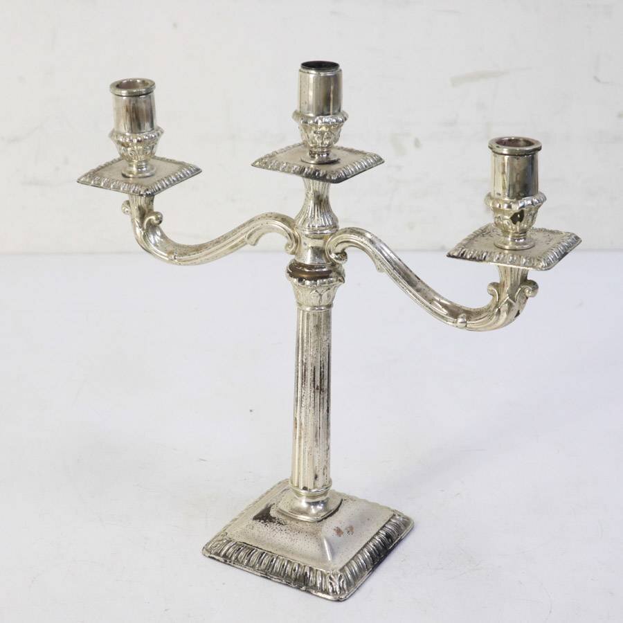 フレンチアンティーク調 3灯 キャンドルホルダー シルバー色 キャンドルスタンド 燭台★273v23_画像3