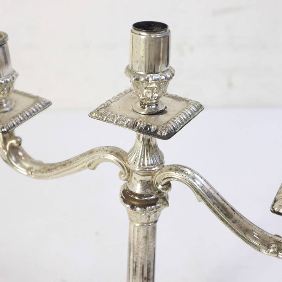 フレンチアンティーク調 3灯 キャンドルホルダー シルバー色 キャンドルスタンド 燭台★273v23_画像5