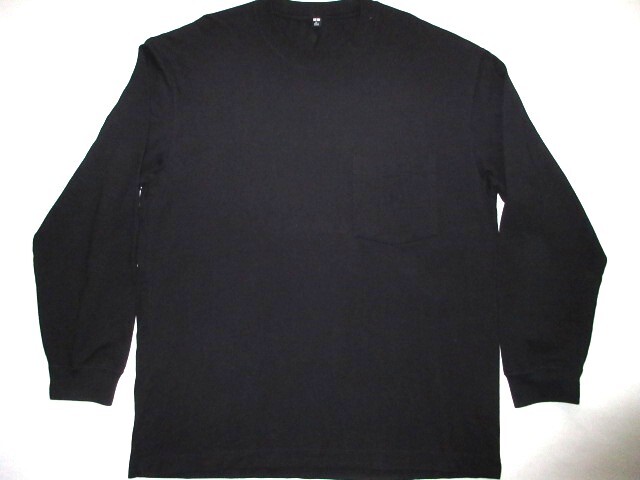 ★古着 2023年 UNIQLO ユニクロ ウォッシュコットンクルーネックTシャツ(長袖) XL 09.BLACK 30.NATURAL 黒 ナチュラル ポケット付きロンT★_画像2