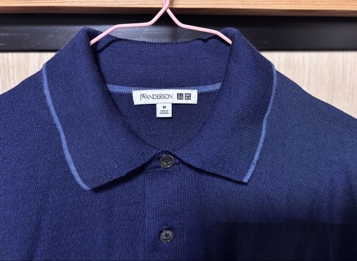 【早い者勝ちの爆安☆】メリノブレンドニットポロシャツ（長袖） ポロシャツ ネイビー ニットポロシャツ　jw コラボ_画像2