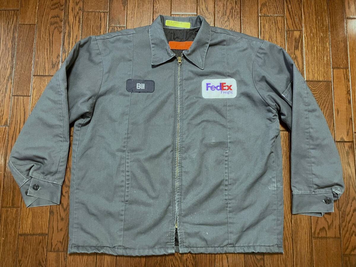 CINTAS チンタス ワークジャケット XL チャコールグレー FedEx フェデックス ワッペン キルティングライナー 作業着 ブルゾン_画像2