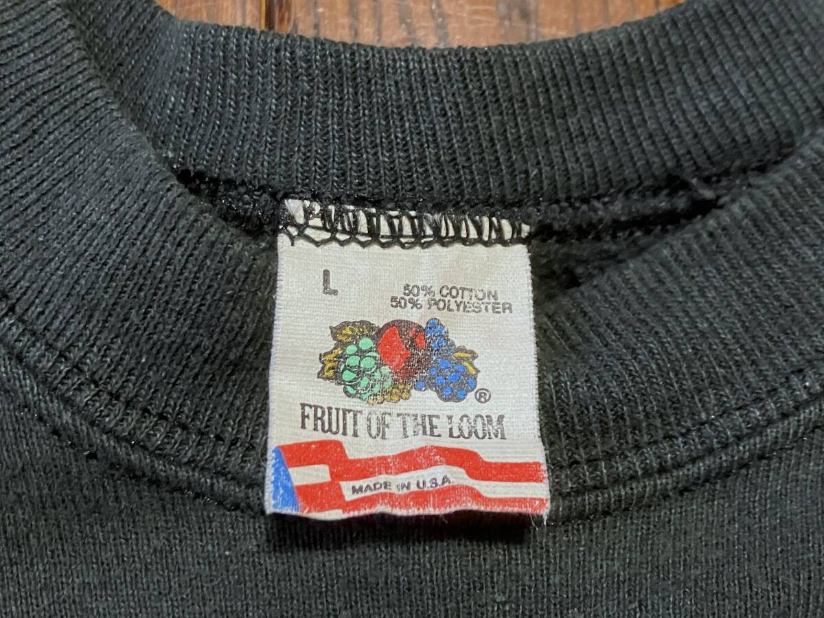 USA製 80s ビンテージ フルーツオブザルーム FRUIT OF THE LOOM スウェット シャツ L 無地 黒 ブラック 80年代 アメリカ製 MADE IN USA_画像3