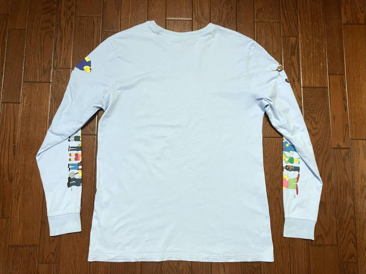 THE SIMPSONS シンプソンズ H&M 長袖 Tシャツ M 水色 アメコミ キャラクター 袖プリ バート ホーマー イッチー&スクラッチー ロンT_画像3