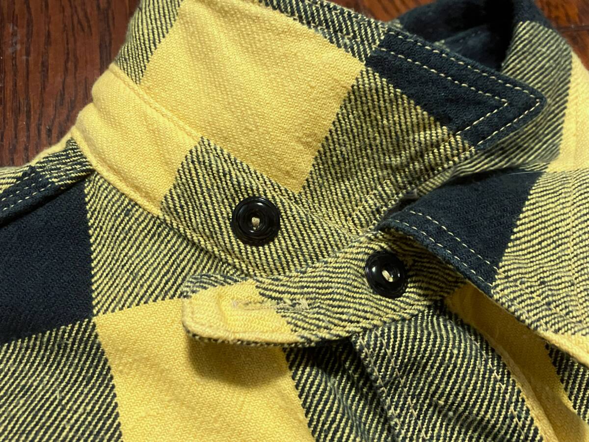 ジョーマッコイ バッファローチェック ネルシャツ イエロー ブラック 黒 黄色 チンスト マチ付き ビンテージ スタイル ブロックチェック_画像5