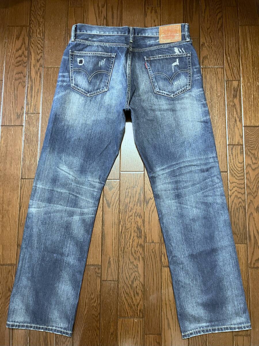 リーバイス Ｌｅｖｉ’ｓ ５０５ ｗ３６ ひげ落ち ダメージ リペア ブルー ジーンズ ストレート デニム パンツ 縦落ち ジーパン_画像4