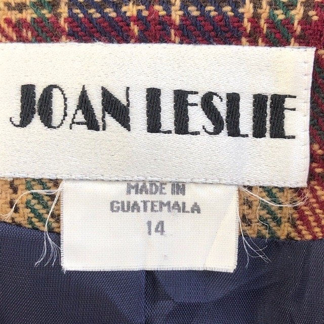 C567 ジョアンレスリー 14 アメリカ古着 チェック ウール混 テーラードジャケット ネイビー JOANLESLIE レディース_画像3