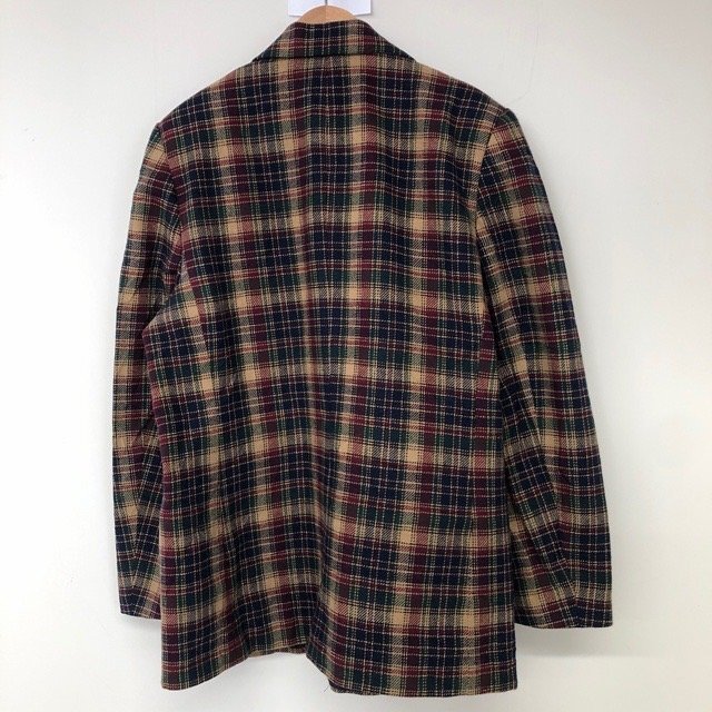 C567 ジョアンレスリー 14 アメリカ古着 チェック ウール混 テーラードジャケット ネイビー JOANLESLIE レディース_画像2