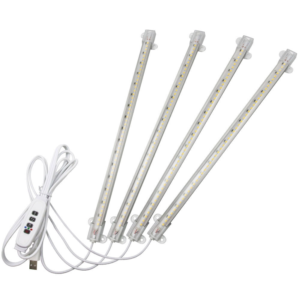 植物育成ライト タイマー 観葉植物育成ライト 育成ライト 暖色系10段階調光 フルスペクトル 育苗ライト 160LED 4ヘッド付き 三つ照明モード_画像1