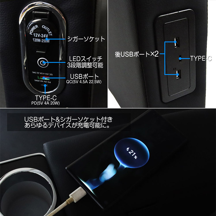 ダイハツ 新型 アトレー ハイゼットカーゴ S700V S710V アームレスト コンソールボックス 小物入れ 収納便利 肘掛け 肘置き_画像7