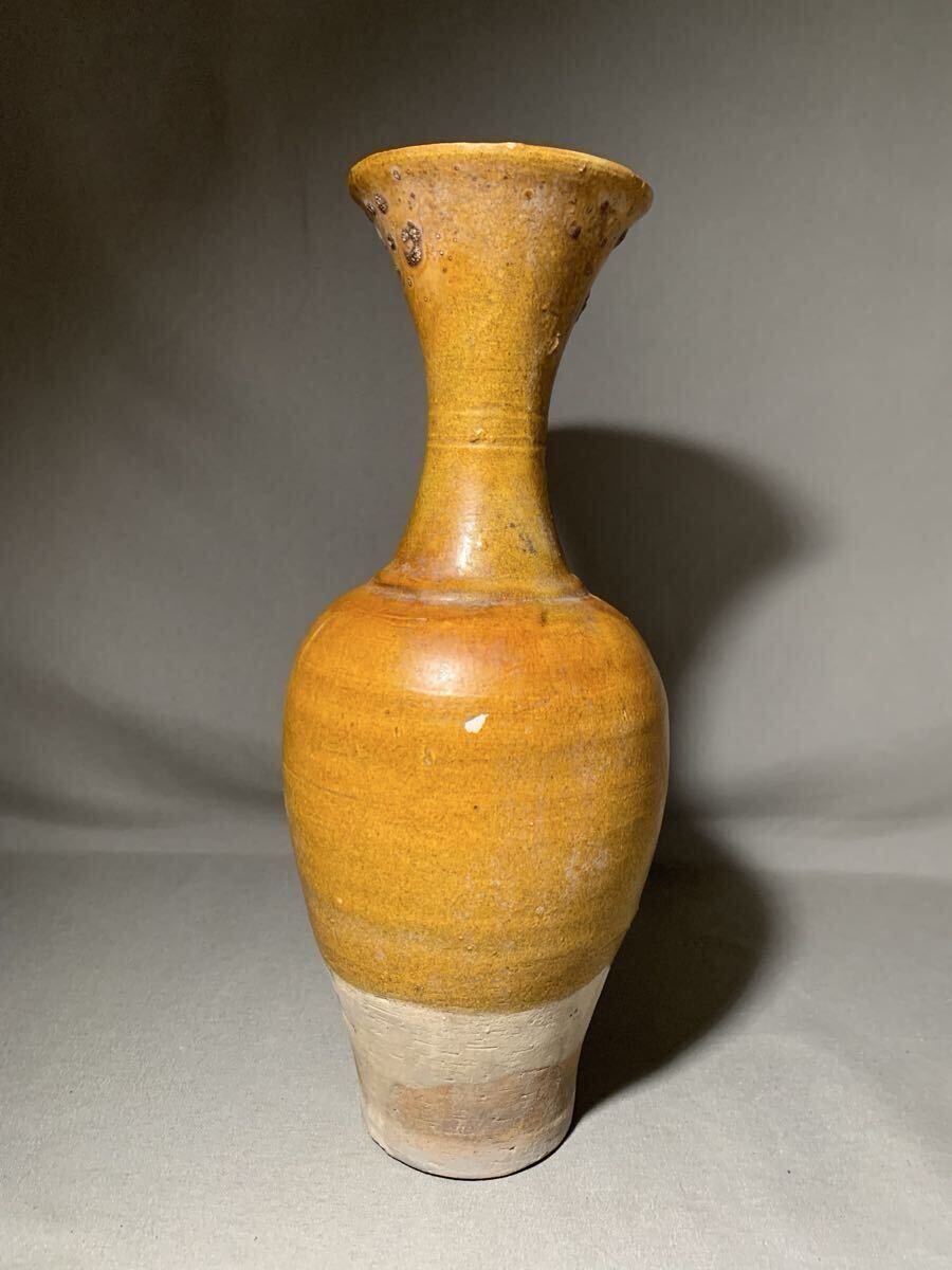 中国美術 遼 黄釉長頸瓶_画像5