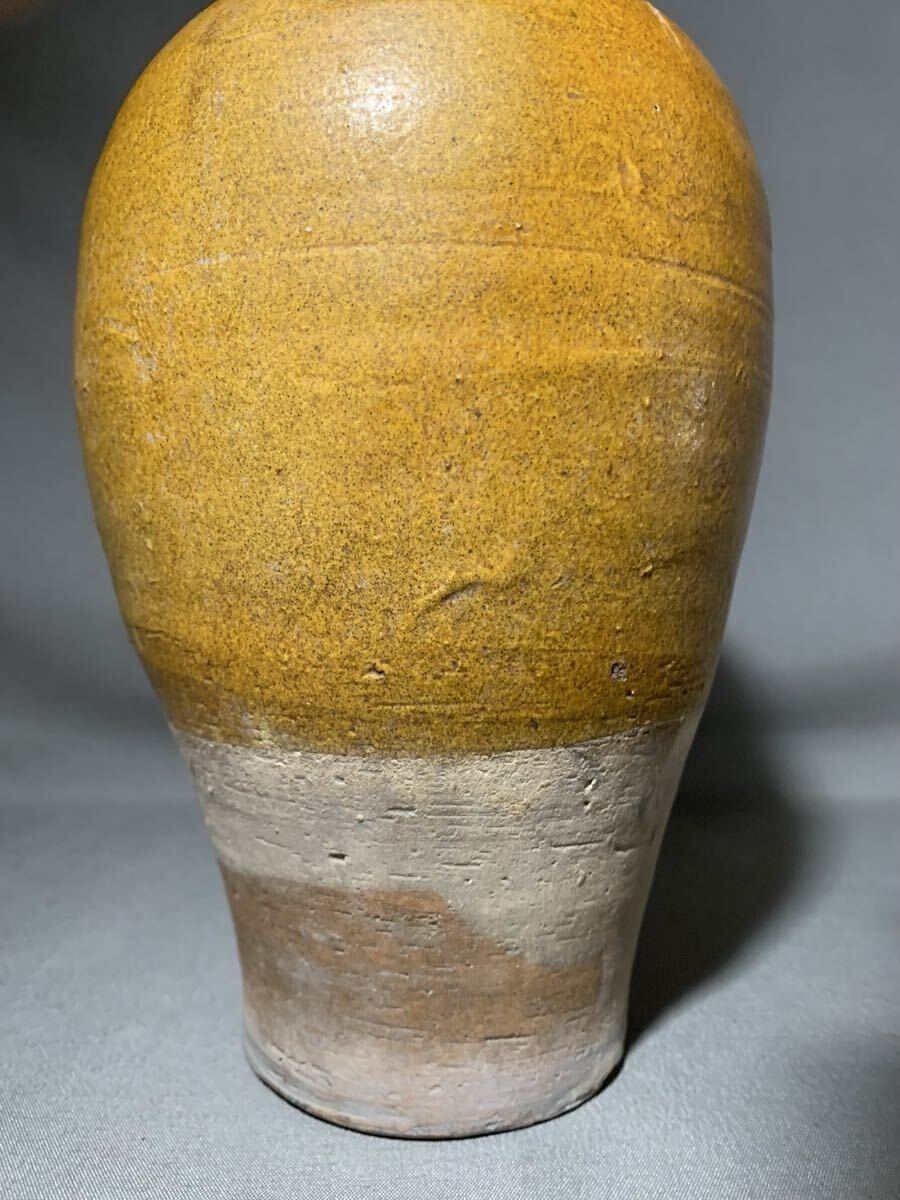 中国美術 遼 黄釉長頸瓶_画像6