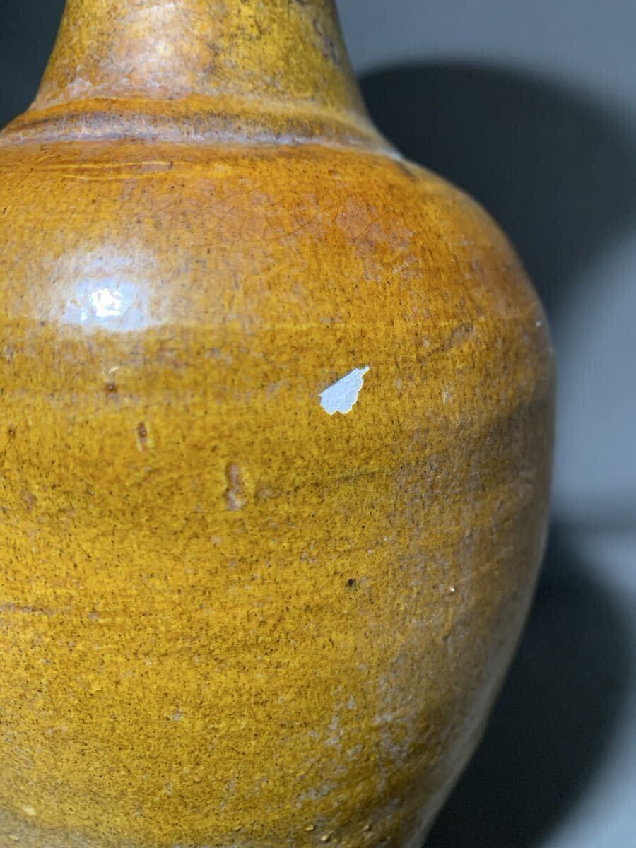 中国美術 遼 黄釉長頸瓶_画像7