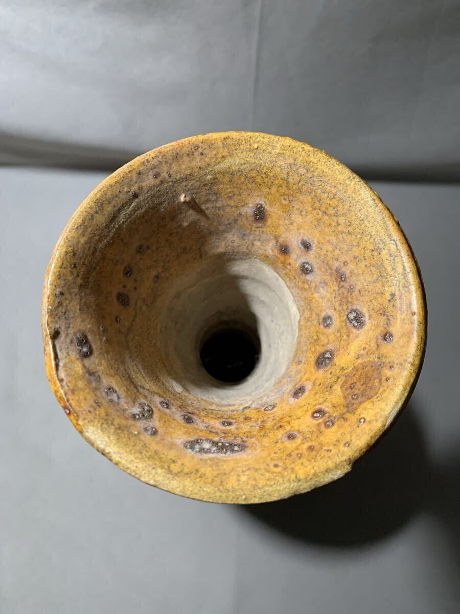 中国美術 遼 黄釉長頸瓶_画像8