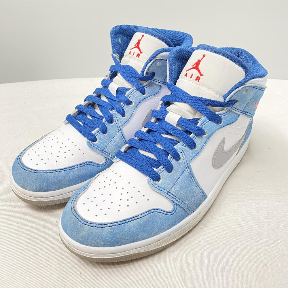 [ б/у ]NIKE AIR JORDAN 1 Mid SE White/Hyper Royal/Red 25.5cm DN3706-401 Nike воздушный Jordan 1 mid SE [240017734306]