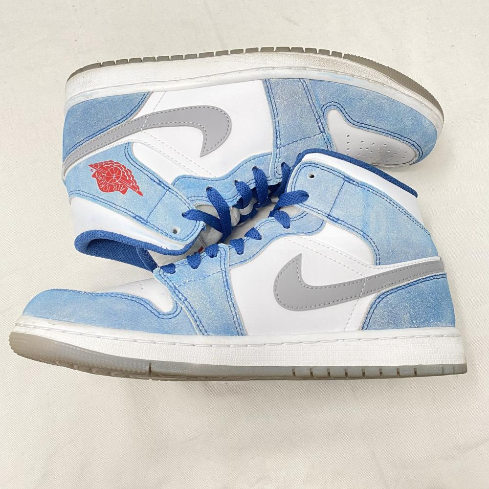 [ б/у ]NIKE AIR JORDAN 1 Mid SE White/Hyper Royal/Red 25.5cm DN3706-401 Nike воздушный Jordan 1 mid SE [240017734306]