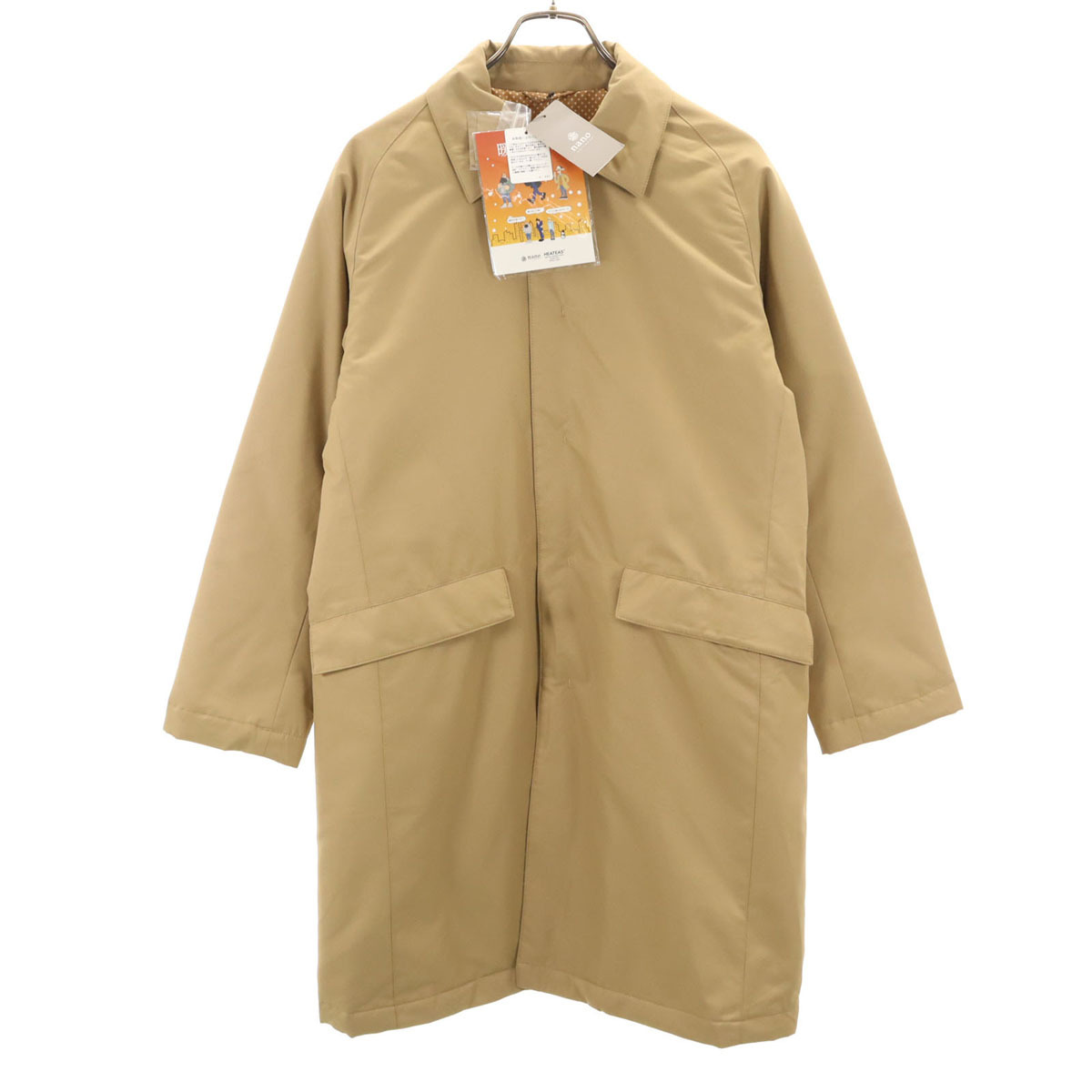 未使用 nano universe ナノユニバース HEATES 機能中綿 ステンカラーコート S ベージュ メンズ_画像1