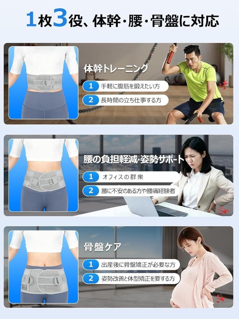 腰痛ベルト コルセット レディース 骨盤ベルト サポーター 猫背矯正ベルト 新品 未使用_画像3