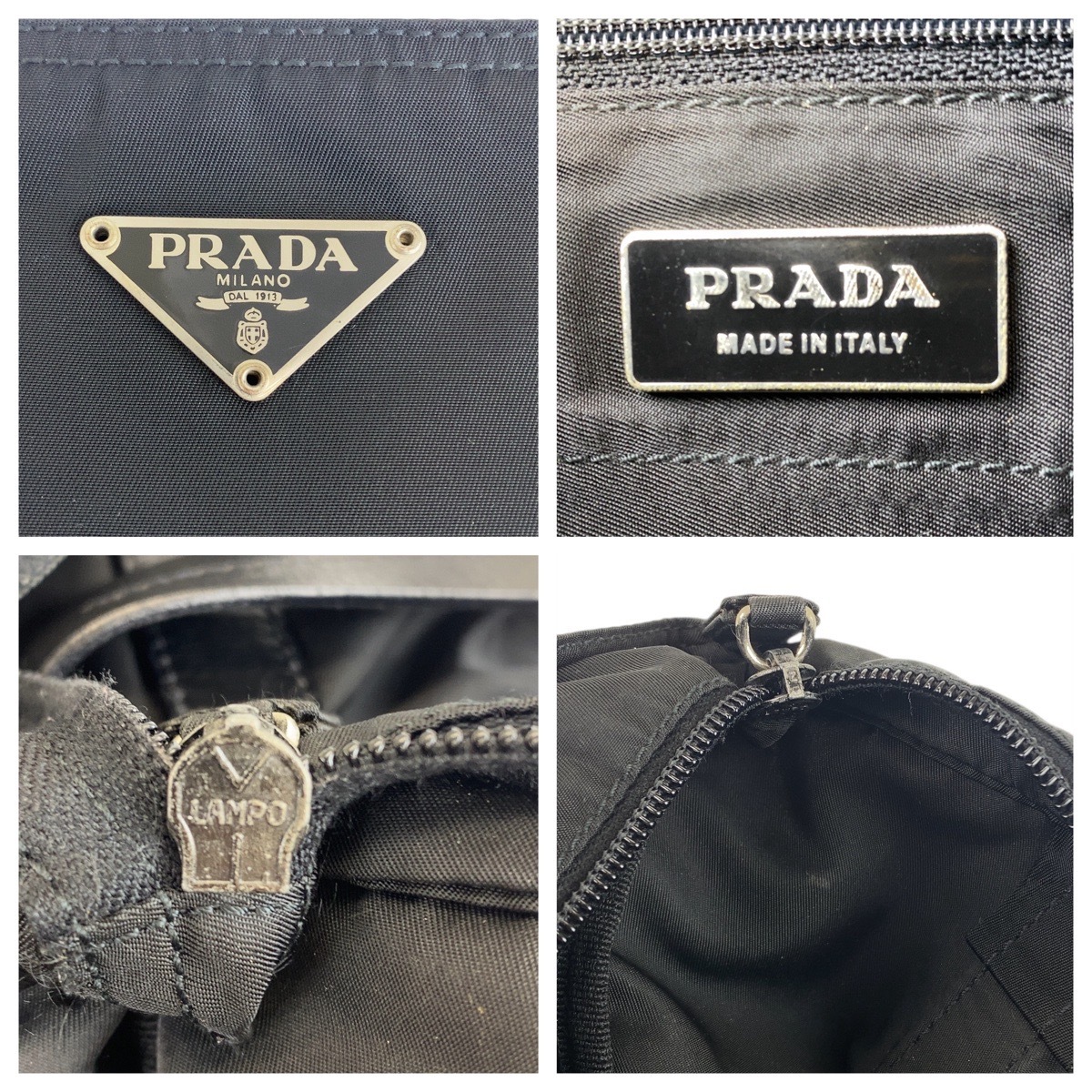  прекрасный товар PRADA Prada te Hsu to треугольник Logo plate черный чёрный нейлон / кожа большая сумка сумка на плечо женский 505901