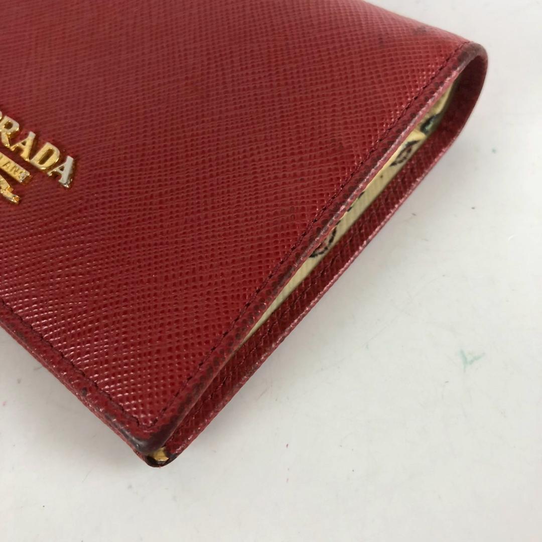 PRADA супер редкий Heart рисунок safia-no кожа три складывать кошелек оттенок красного сильнейший симпатичный серия женский Mini бумажник кошелек популярный модель MADE IN ITALY