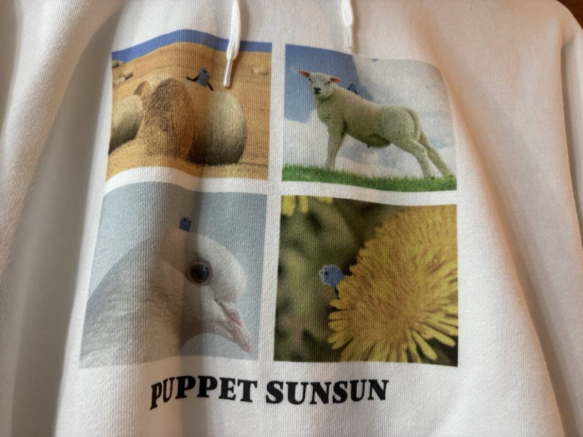 ニコアンドniko and…パペットスンスン白フーディープルオーバー パーカー長袖コラボ　スンスン ロンTフード付きプルオーバー_画像2