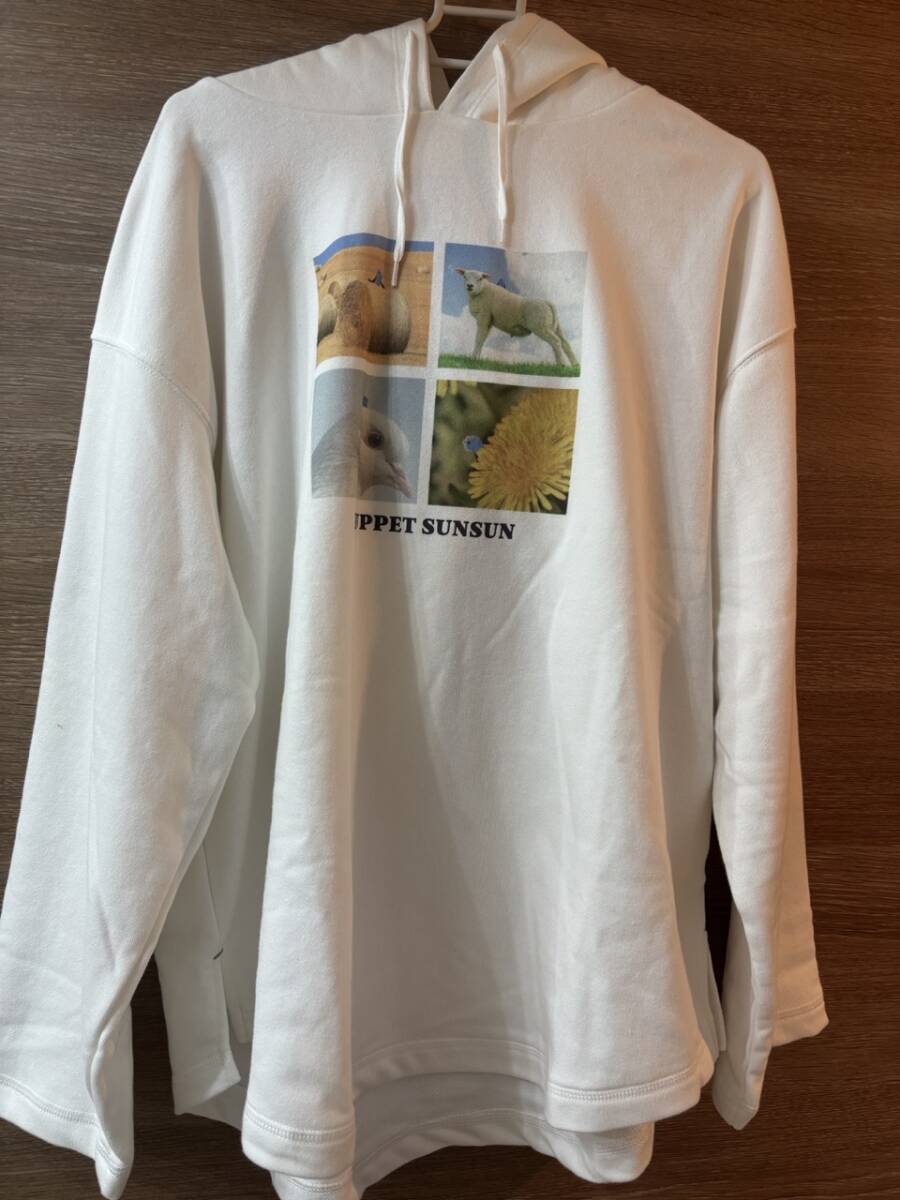 ニコアンドniko and…パペットスンスン白フーディープルオーバー パーカー長袖コラボ　スンスン ロンTフード付きプルオーバー_画像1