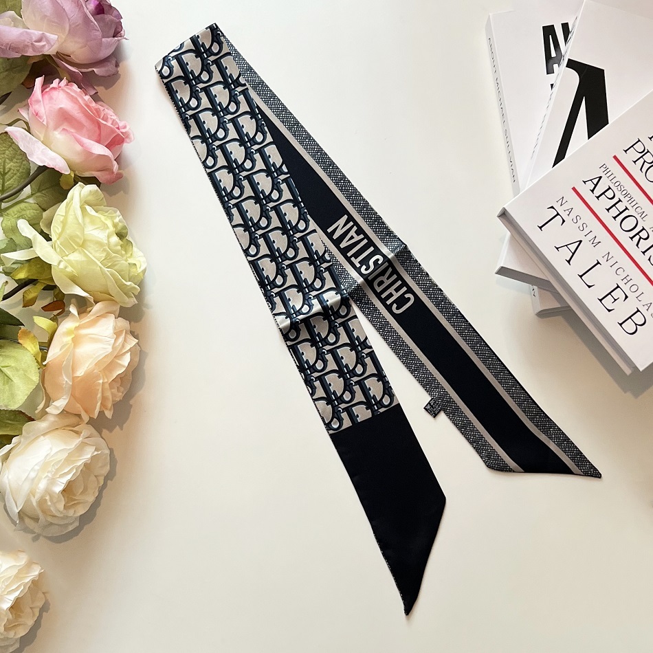 【BD-172】新品 シルク風 ネックスカーフ ヘアクセサリー リボン結び バックスカーフ 紺色_画像3