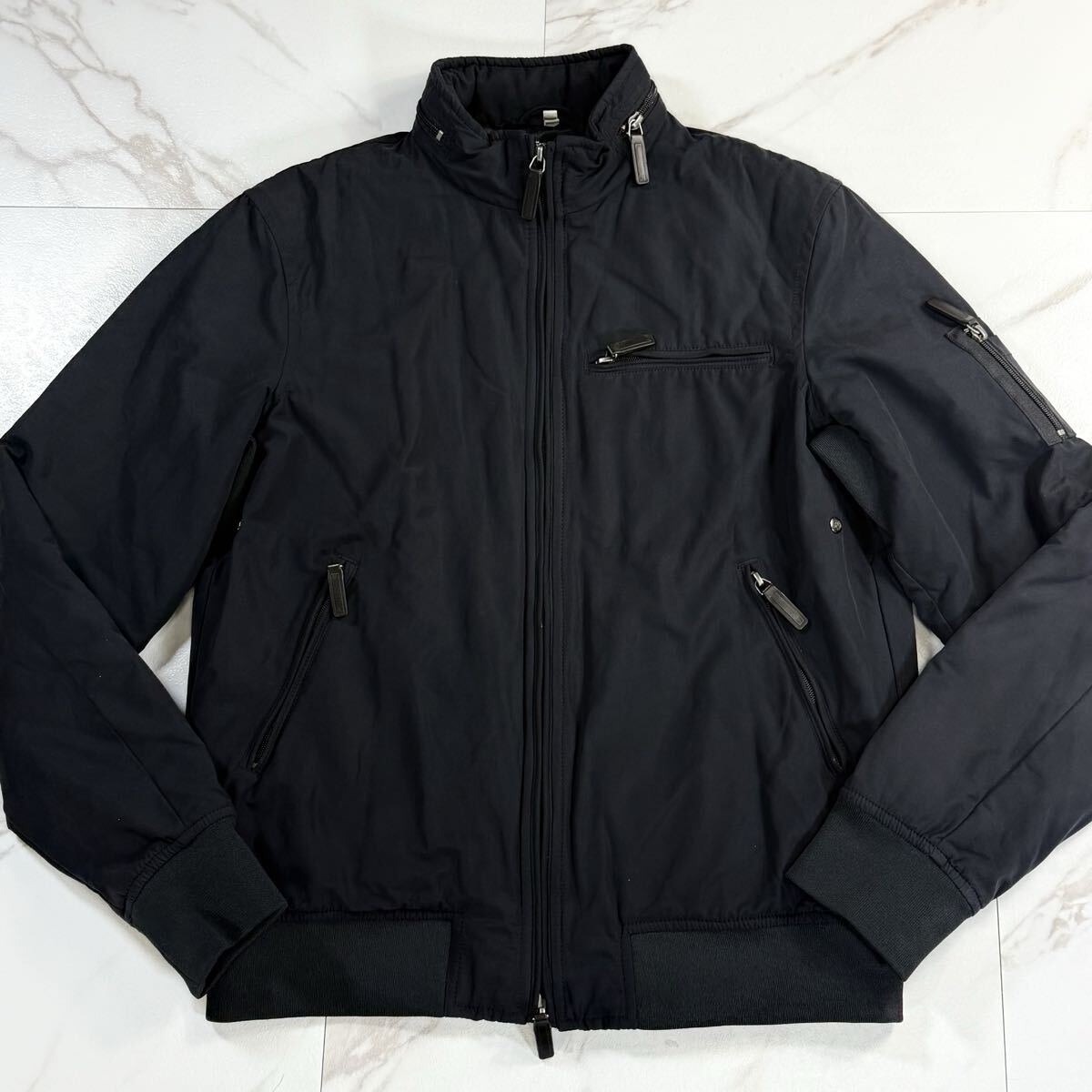 [ превосходный товар /XL размер ]ARMANI JEANS Armani Jeans MA-1 Bomber "куртка пилота" блузон с хлопком стеганое полотно общий рисунок оттенок черного 