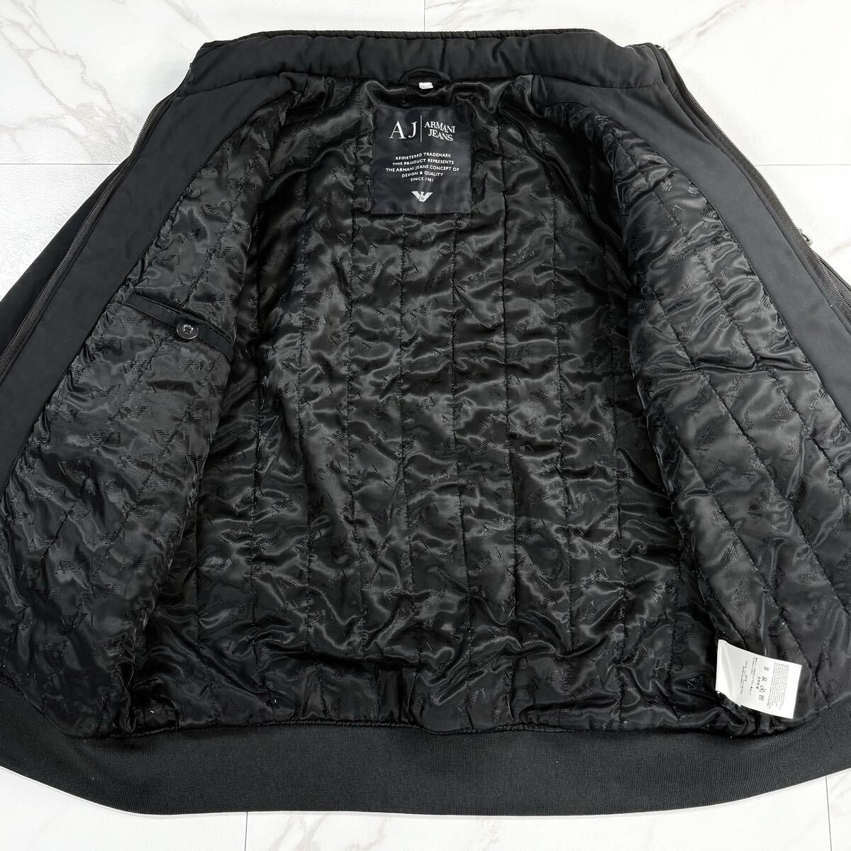 [ превосходный товар /XL размер ]ARMANI JEANS Armani Jeans MA-1 Bomber "куртка пилота" блузон с хлопком стеганое полотно общий рисунок оттенок черного 