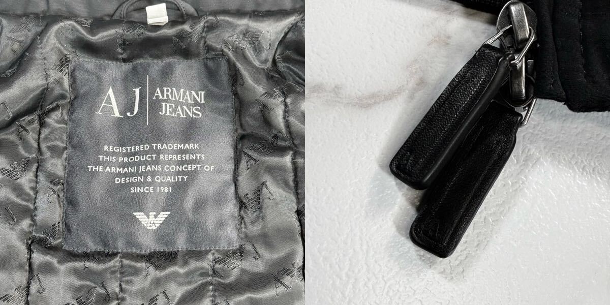 [ превосходный товар /XL размер ]ARMANI JEANS Armani Jeans MA-1 Bomber "куртка пилота" блузон с хлопком стеганое полотно общий рисунок оттенок черного 