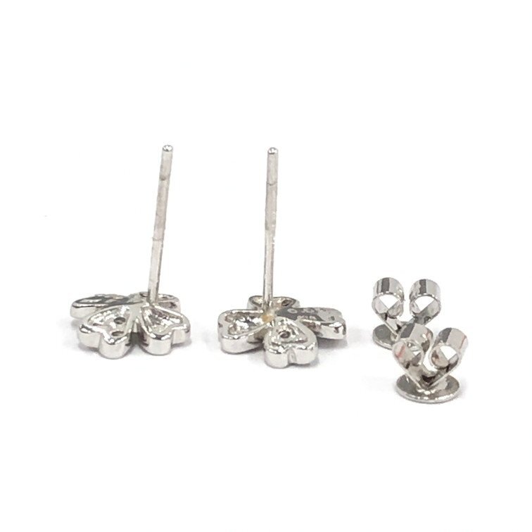 Folli Follie　フォリフォリ　K18　クローバー　ピアス　MD0.04ct　総重量1.68g　箱付き【DKAI5074】_画像3