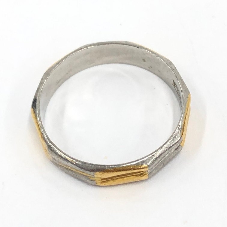 CELINE セリーヌ リング Pt850/750刻印あり サイズ12号 総重量3.46g【DKAY1096】_画像3